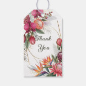 Tropisch Bloemparadijs Botanische Gouden Bruiloft Cadeaulabel (Achterkant)
