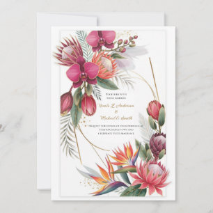 Tropisch Bloemparadijs Botanische Gouden Bruiloft Kaart