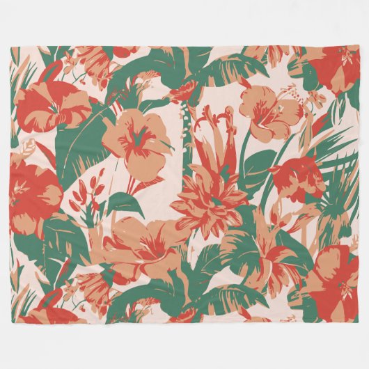 Tropisch bloemparadijs fleece deken (Voorkant (Horizontaal))