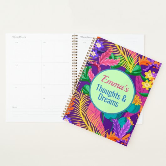 Tropisch bloempatroon Aangepaste tekstsjabloon-685 Planner (Display)