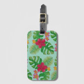 Tropisch bloempatroon bagagelabel (Voorkant (verticaal))