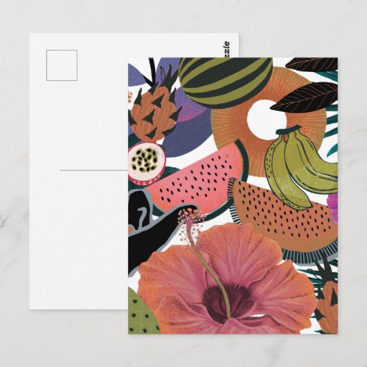 Tropisch bloempatroon briefkaart (Voorkant / Achterkant)
