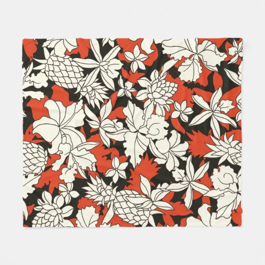 Tropisch bloempatroon fleece deken (Voorkant (Horizontaal))