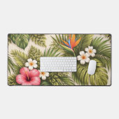Tropisch bloempatroon – Hibiscus, Monstera  Bureaumat (Keyboard & Muis)