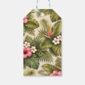 Tropisch bloempatroon – Hibiscus, Monstera Cadeaulabel (Achterkant)