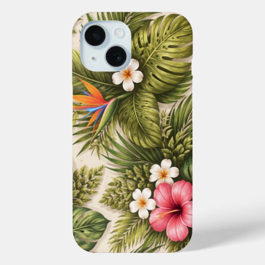 Tropisch bloempatroon – Hibiscus, Monstera  Case-Mate iPhone Case (Achterkant)