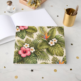 Tropisch bloempatroon – Hibiscus, Monstera Gastenboek