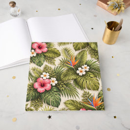Tropisch bloempatroon – Hibiscus, Monstera Gastenboek