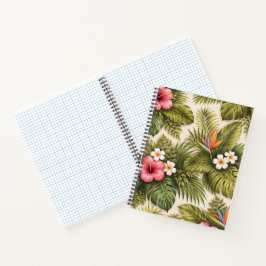 Tropisch bloempatroon – Hibiscus, Monstera Notitieboek