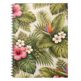 Tropisch bloempatroon – Hibiscus, Monstera Notitieboek