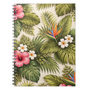 Tropisch bloempatroon – Hibiscus, Monstera Notitieboek