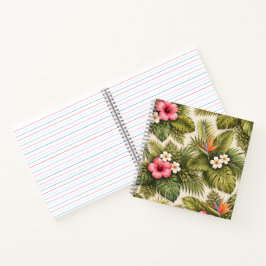 Tropisch bloempatroon – Hibiscus, Monstera Notitieboek