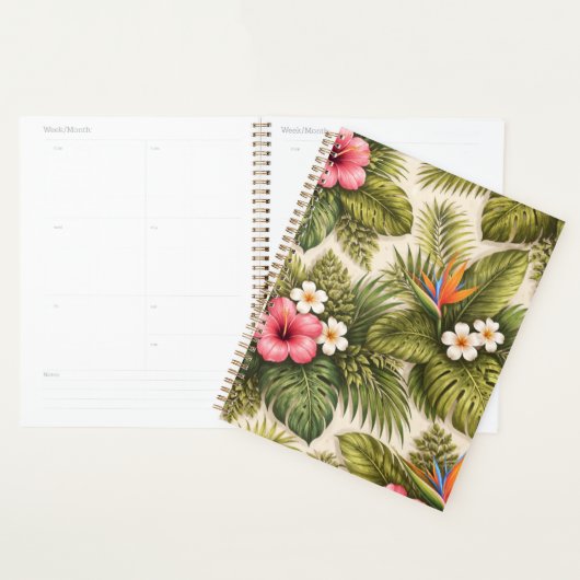Tropisch bloempatroon – Hibiscus, Monstera  Planner (Display)