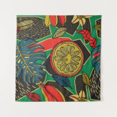 Tropisch bloempatroon in doedelstijl met fruit wandkleed (Voorkant (horizontaal))