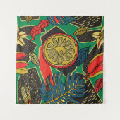 Tropisch bloempatroon in doedelstijl met fruit wandkleed (Voorkant)