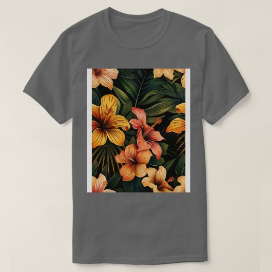 Tropisch Bloempatroon T-shirt (Design voorkant)