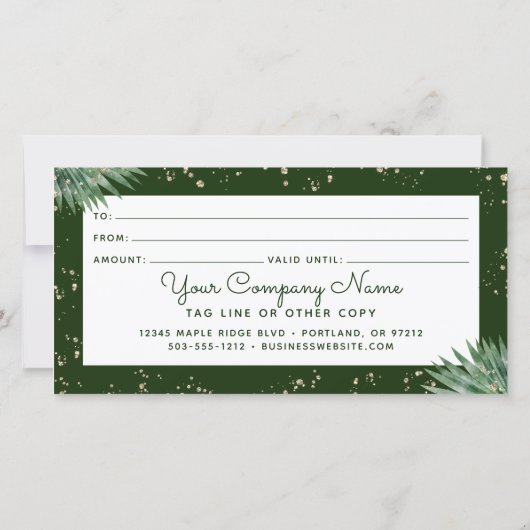 Tropisch Bloemschrift Gouden Folie Cadeaubon (Achterkant)