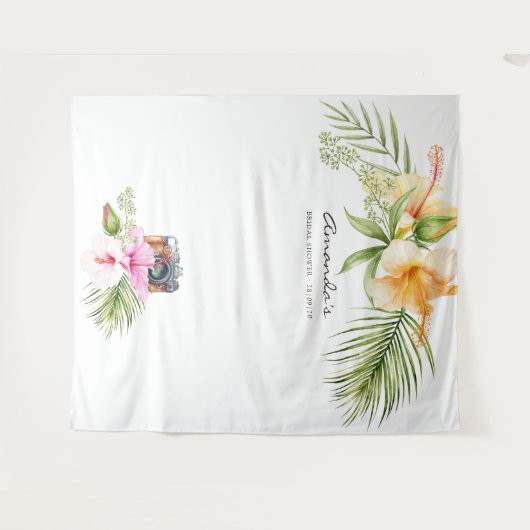 Tropisch bloemstrand bruidsdouche fotohokje wandkleed (Voorkant (horizontaal))