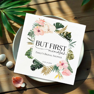 Tropisch Bloemstuk Maar Eerst Mimosas Bruidsdiner Servet