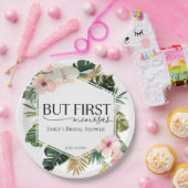 Tropisch Bloemstuk Maar Eerst Mimosas Bruidsfeest Papieren Bordje (Feest)