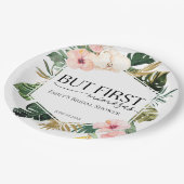 Tropisch Bloemstuk Maar Eerst Mimosas Bruidsfeest Papieren Bordje (Gekanteld)