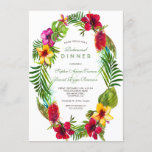 Tropisch Bloom Hibiscus Gold REHEARSAL DINNER Kaart<br><div class="desc">Een charmant en romantisch kaartontwerp met waterverf hibiscus,  banaan en palmbladeren,  een faux gouddiamant lijst en een witte,  semitransparante ruimte voor uw informatie. Aan de achterkant hetzelfde ontwerp met een kleinere diamant voor je monogram. Ga voor overeenkomende objecten naar het Collectie Tropisch Bloom Gold Diamond Wedding.</div>