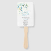 Tropisch Blue Floral Wedding Programme Fan Handwaaier (Voorkant)