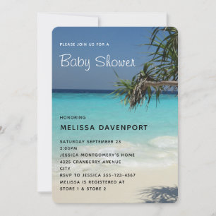 Tropisch Blue Ocean Beach Scene Photo Baby shower Kaart
