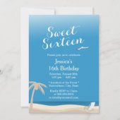 Tropisch Blue Sky Beach Theme Sweet 16 Kaart (Voorkant)
