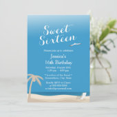 Tropisch Blue Sky Beach Theme Sweet 16 Kaart (Staand voorkant)