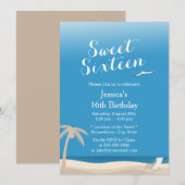 Tropisch Blue Sky Beach Theme Sweet 16 Kaart (Voorkant / Achterkant)