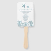 Tropisch Blue Starfish Coral Wedding Programme Fan Handwaaier (Voorkant)