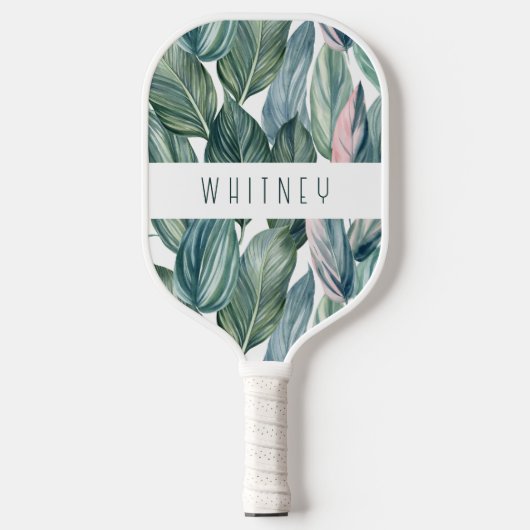 Tropisch blush blad pickleball paddle (Voorkant)