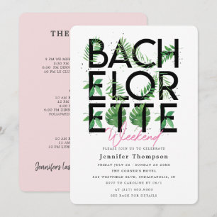 Tropisch Blush Flamingo Bachelorette Weekend Kaart