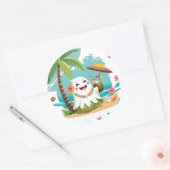 Tropisch Boek - Kawaii Hawaiian Ghost Vacation Ronde Sticker (Envelop)