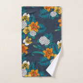 Tropisch boeket blauw bad handdoek (Handdoek)