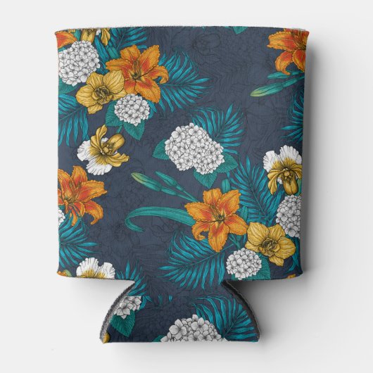 Tropisch boeket blauw blikjeskoeler (Voorkant)