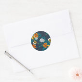 Tropisch boeket blauw ronde sticker (Envelop)