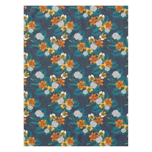 Tropisch boeket blauw tafelkleed (Voorkant)