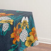Tropisch boeket blauw tafelkleed (Voorbeeld)