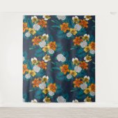 Tropisch boeket blauw wandkleed (Voorkant)