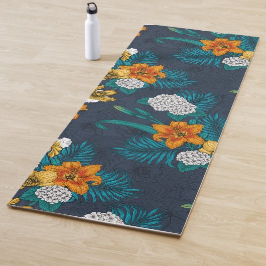 Tropisch boeket blauw yogamat (In situ)