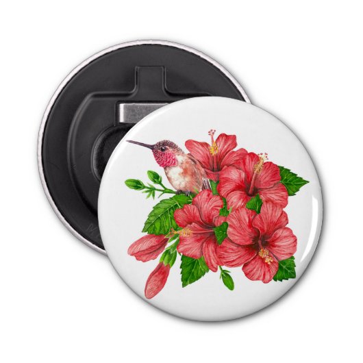 Tropisch boeket button flesopener (Voorkant)