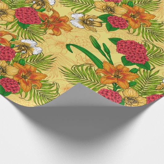 Tropisch boeket cadeaupapier (Hoek)