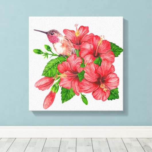 Tropisch boeket canvas afdruk (Insitu (Houten vloer))