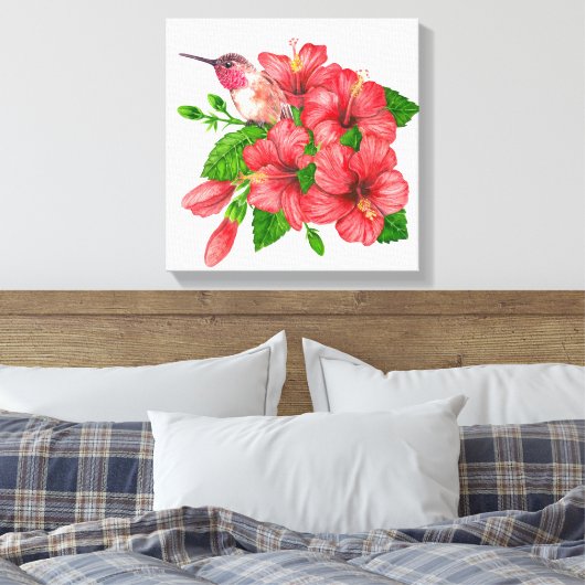 Tropisch boeket canvas afdruk (Insitu (Slaapkamer))