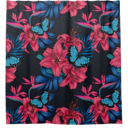 Tropisch boeket douchegordijn (Voorkant)