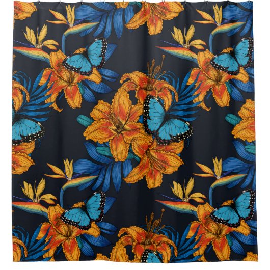 Tropisch boeket douchegordijn (Voorkant)