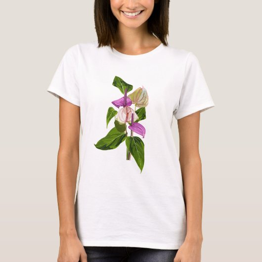 Tropisch boeket met anthurium. t-shirt (Voorkant)