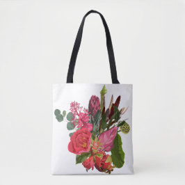 Tropisch boeket met rode bloemen. tote bag